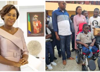 [Vidéo] La Première Dame Zita Oligui Nguema offre un tricycle électrique au jeune Mathieu Mikala