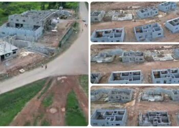 Avancement des travaux de construction de la caserne des sapeurs-pompiers de Tchibanga : 16 logements déjà sortis de terre