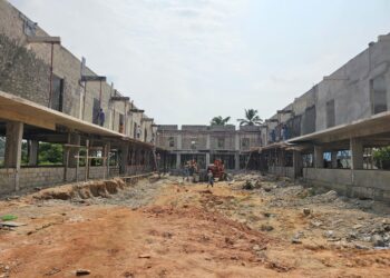 Lambaréné : les travaux du marché du débarcadère d’Isaac avancent à grands pas