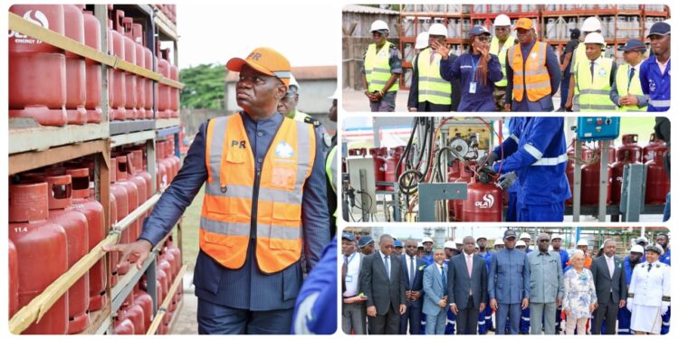 Port-Gentil : Brice Clotaire Oligui Nguema inaugure le centre emplisseur de gaz de la SGEPP