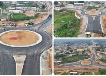 Le giratoire PK40–Ntoum prend forme : un chantier qui accélère la modernisation des infrastructures routières
