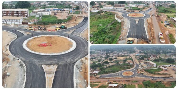 Le giratoire PK40–Ntoum prend forme : un chantier qui accélère la modernisation des infrastructures routières